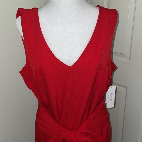 Laundry by Shelli Segal Wide Leg Belted Jumpsuit, Poppy Red, Size 16 New w/Tag - Picture 7 of 12